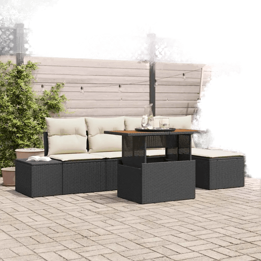 Vidaxl Hagesofa Set 6 pcs Svart