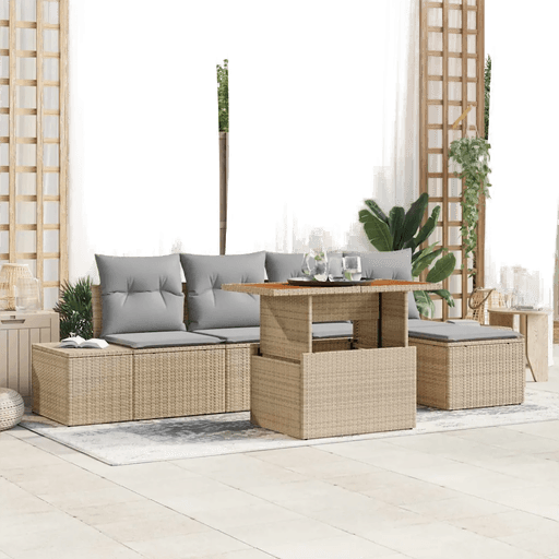 Vidaxl Hagesofa Set 6 pcs Beige
