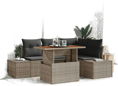 Vidaxl Hagesofa Set 5 pcs Grå