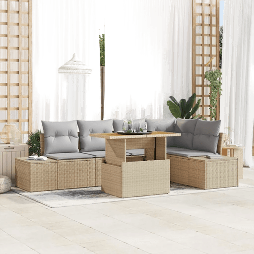 Vidaxl Hagesofa Set 6 pcs Beige