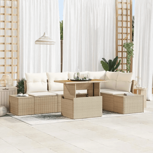 Vidaxl Hagesofa Set 6 pcs Beige