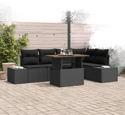 Vidaxl Hagesofa Set 6 pcs Svart