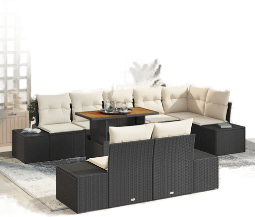 Vidaxl Hagesofa Set 9 pcs Svart