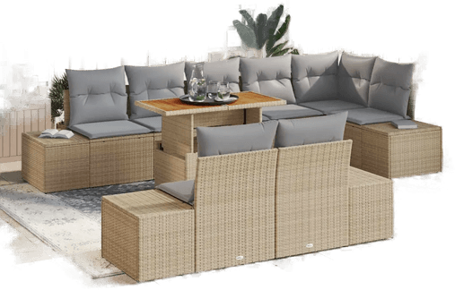 Vidaxl Hagesofa Set 9 pcs Beige