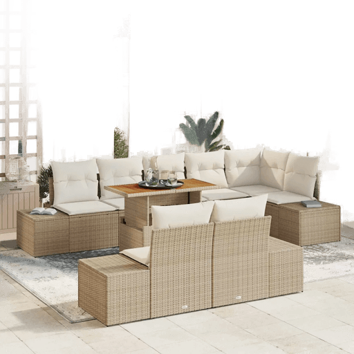 Vidaxl Hagesofa Set 9 pcs Beige