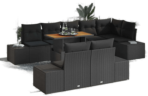 Vidaxl Hagesofa Set 9 pcs Svart
