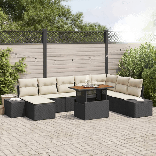 Vidaxl Hagesofa Set 9 pcs Svart
