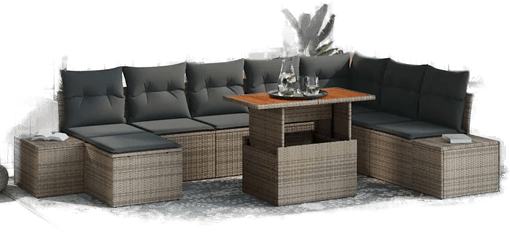 Vidaxl Hagesofa Set 9 pcs Grå