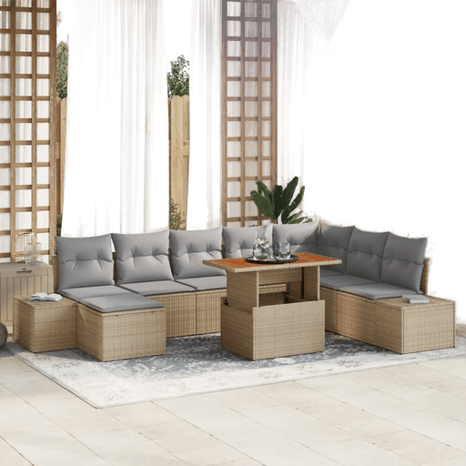 Vidaxl Hagesofa Set 9 pcs Beige