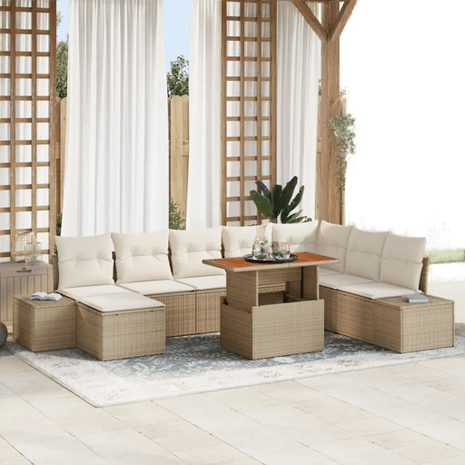 Vidaxl Hagesofa Set 9 pcs Beige
