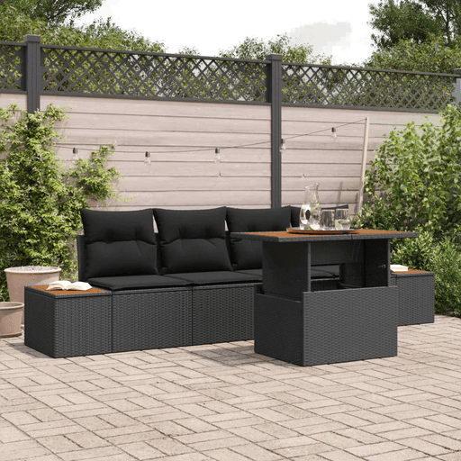 Vidaxl Hagesofa Set 5 pcs Svart