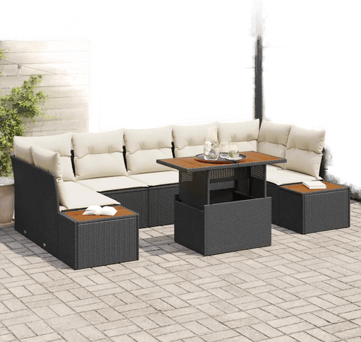 Vidaxl Hagesofa Set 8 pcs Svart