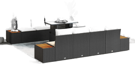 Vidaxl Hagesofa Set 9 pcs Svart