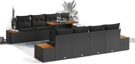 Vidaxl Hagesofa Set 9 pcs Svart