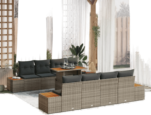 Vidaxl Hagesofa Set 9 pcs Grå