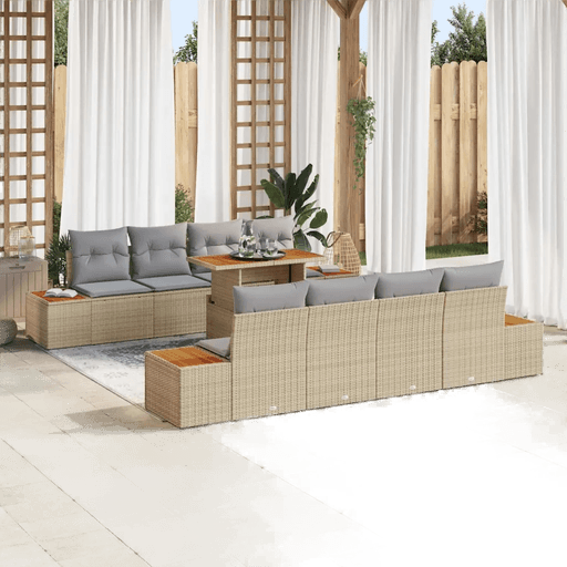 Vidaxl Hagesofa Set 9 pcs Beige