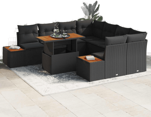 Vidaxl Hagesofa Set 9 pcs Svart