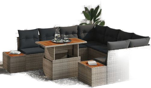 Vidaxl Hagesofa Set 9 pcs Grå