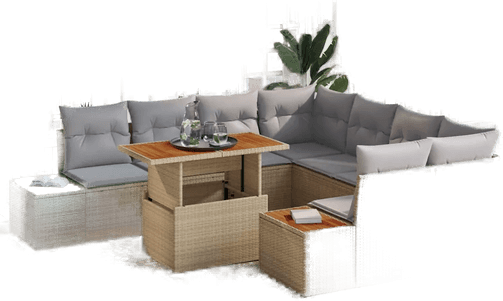 Vidaxl Hagesofa Set 9 pcs Beige