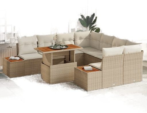 Vidaxl Hagesofa Set 9 pcs Beige