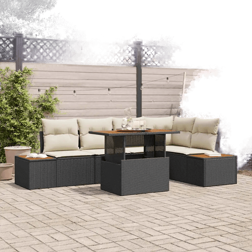 Vidaxl Hagesofa Set 6 pcs Svart