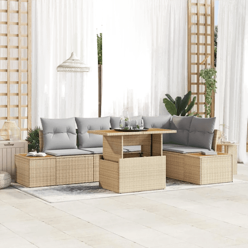 Vidaxl Hagesofa Set 6 pcs Beige