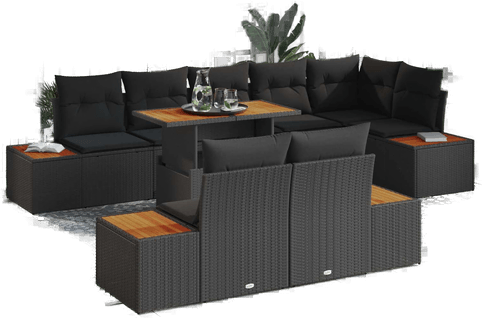 Vidaxl Hagesofa Set 9 pcs Svart
