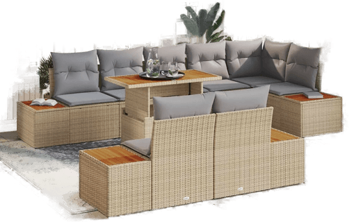 Vidaxl Hagesofa Set 9 pcs Beige
