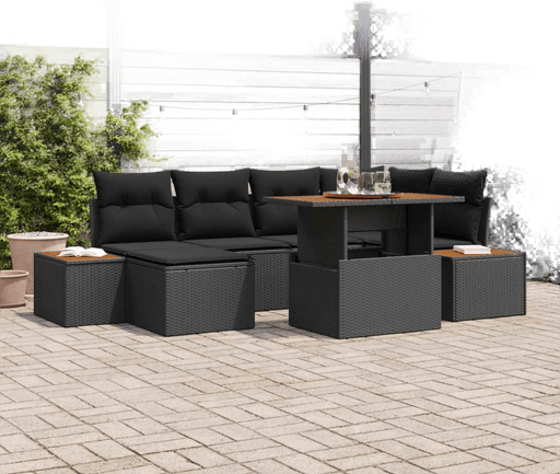 Vidaxl Hagesofa Set 7 pcs Svart