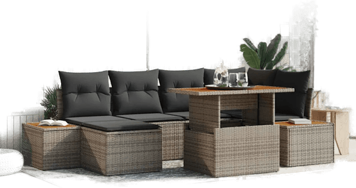 Vidaxl Hagesofa Set 7 pcs Grå