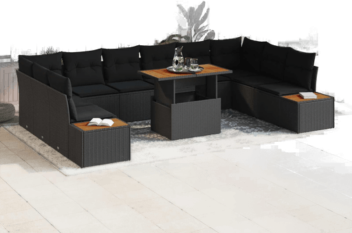 Vidaxl Hagesofa Set 11 pcs Svart