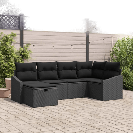 Vidaxl Sofa sett 6 pcs Svart polyrotting