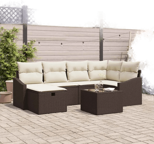 Vidaxl Sofa sett 7 pcs Brun og Krem