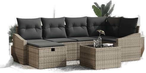 Vidaxl Sofa sett Grå polyrotting