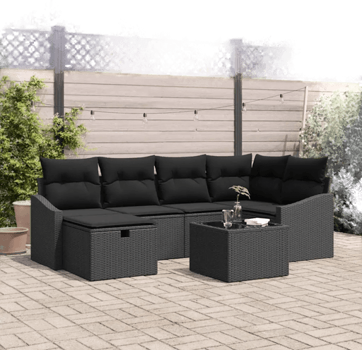 Vidaxl Sofa sett Svart polyrotting