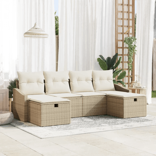 Vidaxl Hagesofa Set 6 pcs Beige