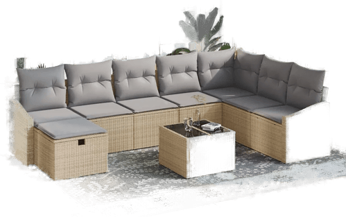 Vidaxl Hagesofa Set 9 pcs Beige