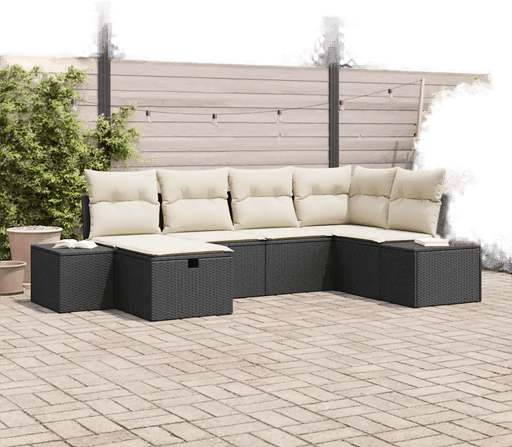 Vidaxl Hagesofa Set 6 pcs Svart