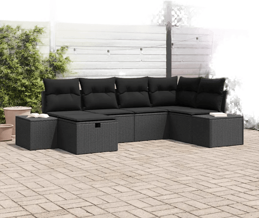 Vidaxl Hagesofa Set 6 pcs Svart