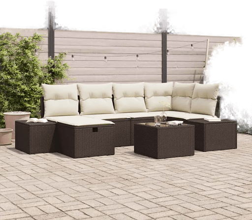 Vidaxl Hagesofa Set 7 pcs Brun