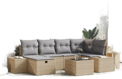 Vidaxl Hagesofa Set 7 pcs Beige
