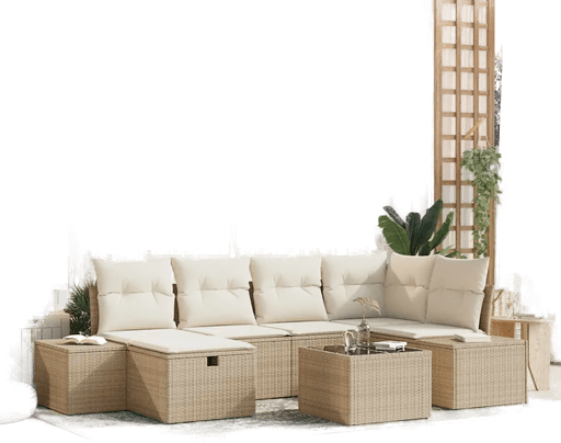 Vidaxl Hagesofa Set 7 pcs Beige