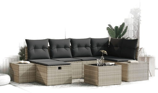 Vidaxl Hagesofa Set 7 pcs Lysegrå