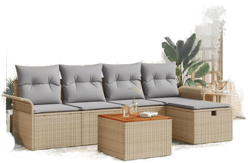 Vidaxl Hagesofa Set 6 pcs Beige