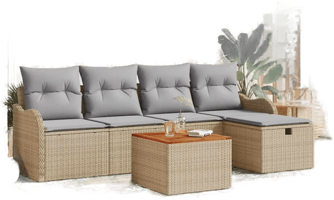 Vidaxl Hagesofa Set 6 pcs Beige