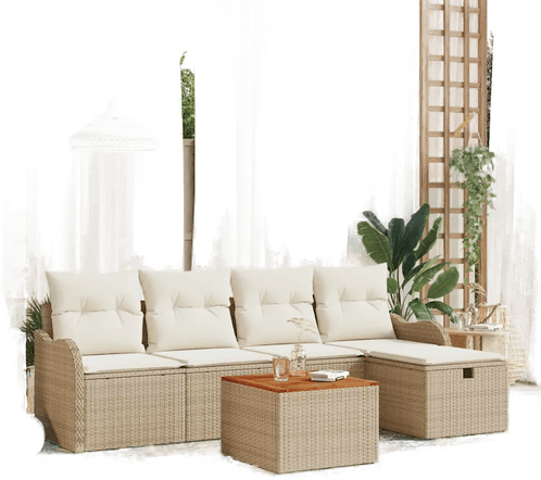 Vidaxl Hagesofa Set 6 pcs Beige