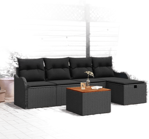 Vidaxl Hagesofa Set 6 pcs Svart