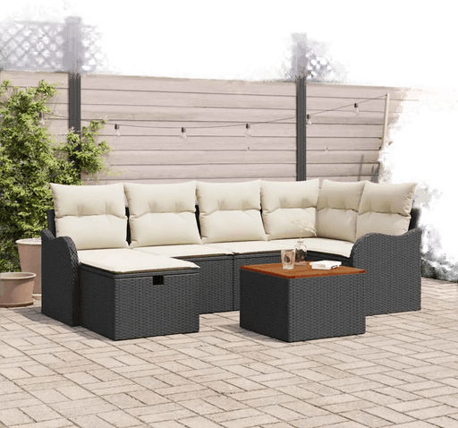 Vidaxl Hagesofa Set 7 pcs Svart