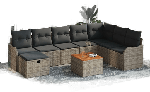 Vidaxl Hagesofa Set 9 pcs Grå