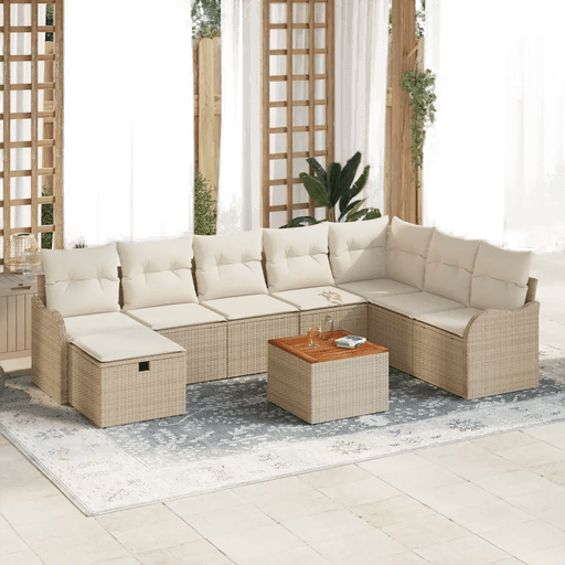 Vidaxl Hagesofa Set 9 pcs Beige